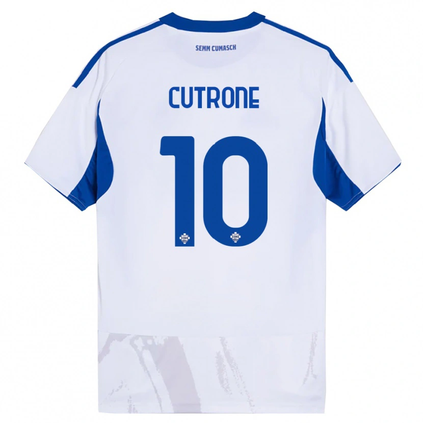 Danxen Enfant Maillot Patrick Cutrone #10 Blanc Bleu Tenues Extérieur 2025/26 T-Shirt