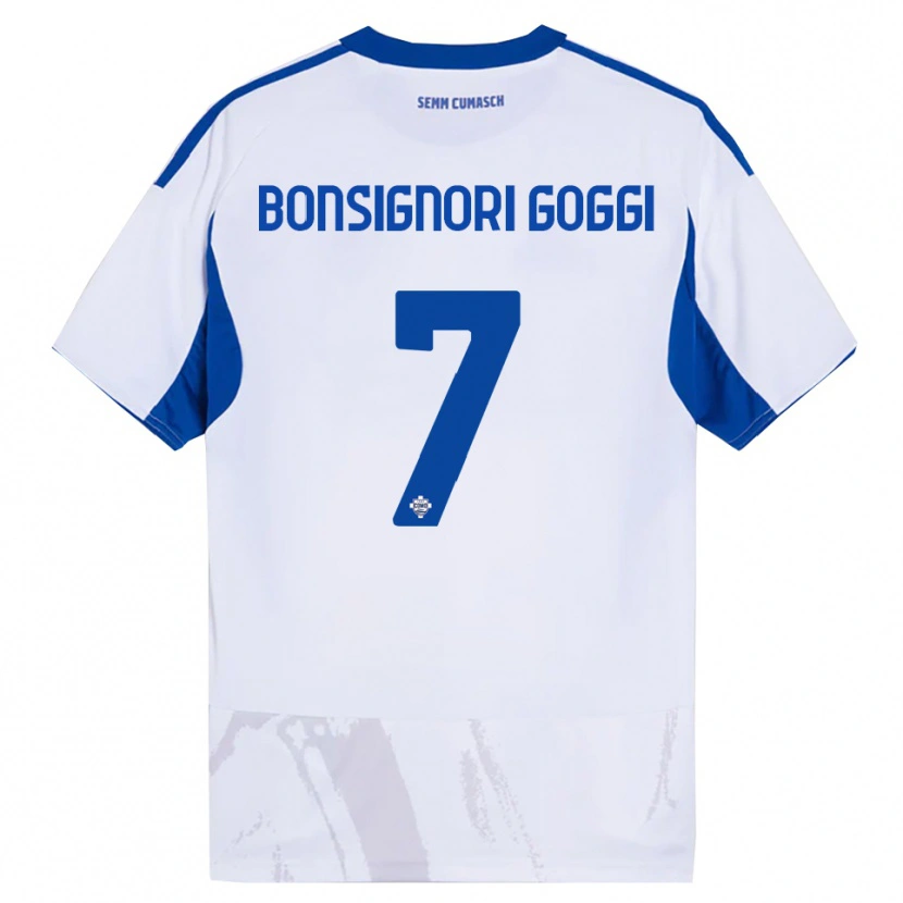 Danxen Enfant Maillot Lorenzo Bonsignori #7 Blanc Bleu Tenues Extérieur 2025/26 T-Shirt