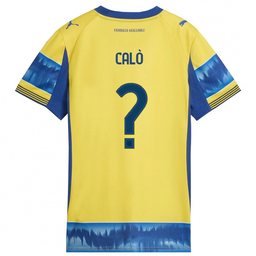 Danxen Enfant Maillot Simone Calò #0 Jaune Bleu Tenues Extérieur 2025/26 T-Shirt