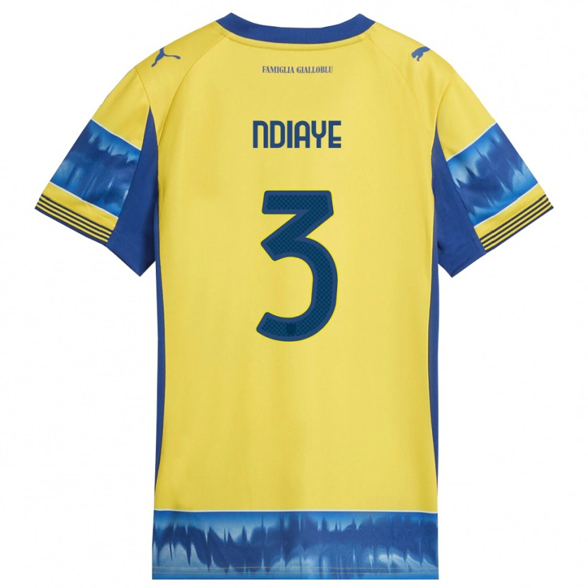 Danxen Enfant Maillot Abdoulaye Ndiaye #3 Jaune Bleu Tenues Extérieur 2025/26 T-Shirt