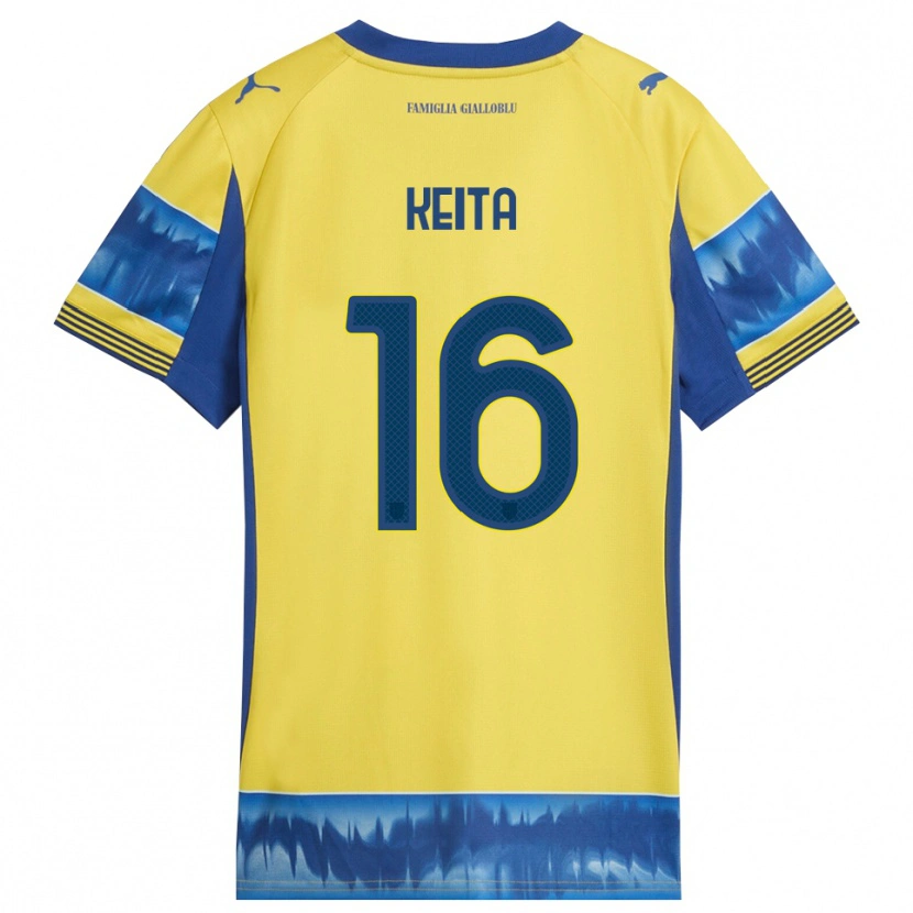 Danxen Enfant Maillot Mandela Keita #16 Jaune Bleu Tenues Extérieur 2025/26 T-Shirt