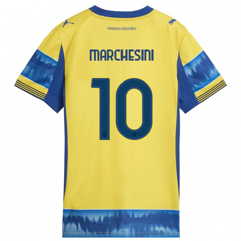 Danxen Enfant Maillot Cosimo Marchesini #10 Jaune Bleu Tenues Extérieur 2025/26 T-Shirt