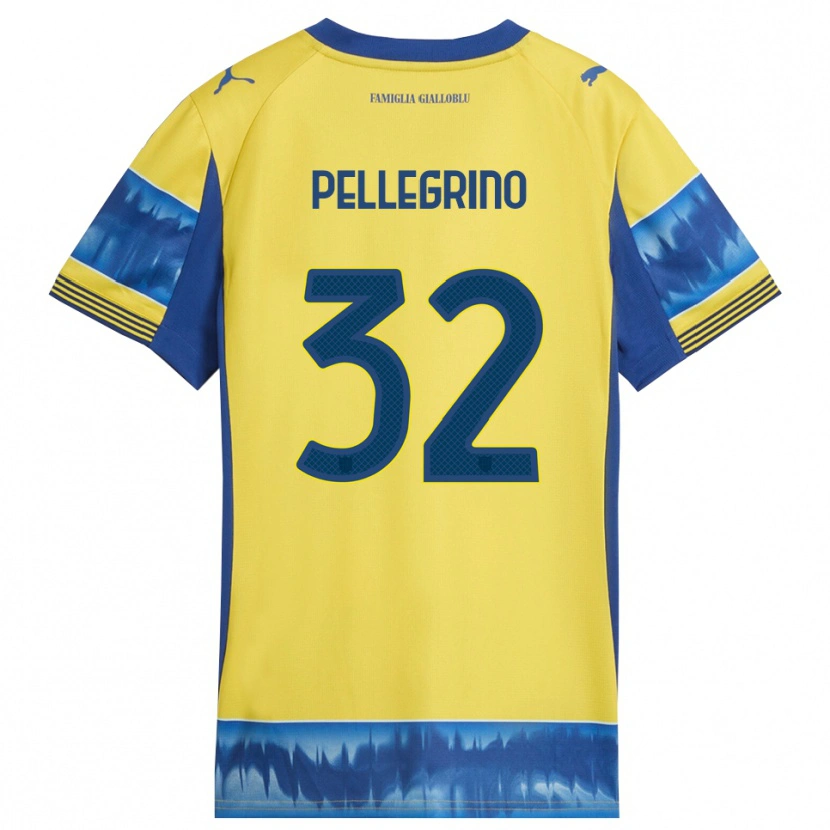 Danxen Enfant Maillot Mateo Pellegrino #32 Jaune Bleu Tenues Extérieur 2025/26 T-Shirt