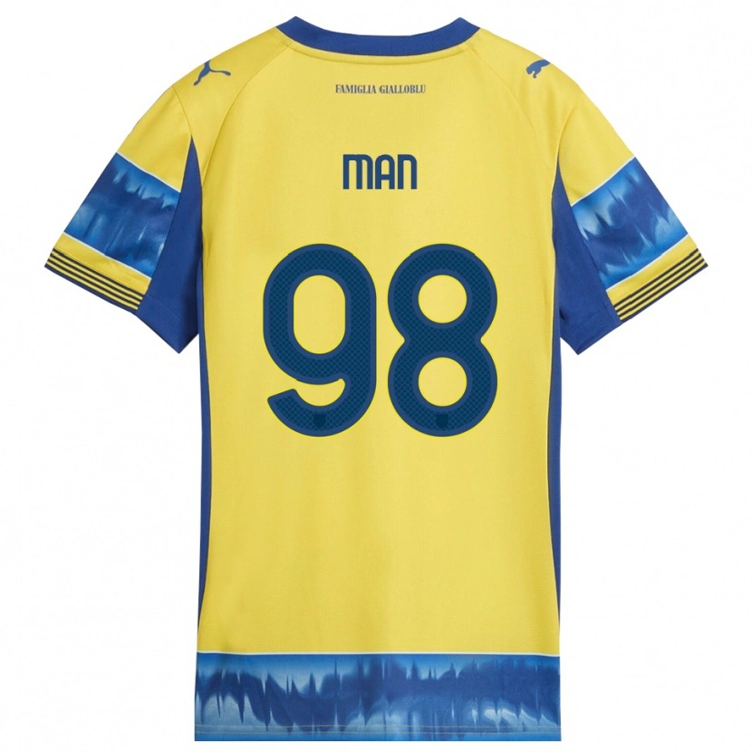 Danxen Enfant Maillot Dennis Man #98 Jaune Bleu Tenues Extérieur 2025/26 T-Shirt