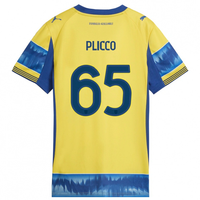 Danxen Enfant Maillot Elia Plicco #65 Jaune Bleu Tenues Extérieur 2025/26 T-Shirt