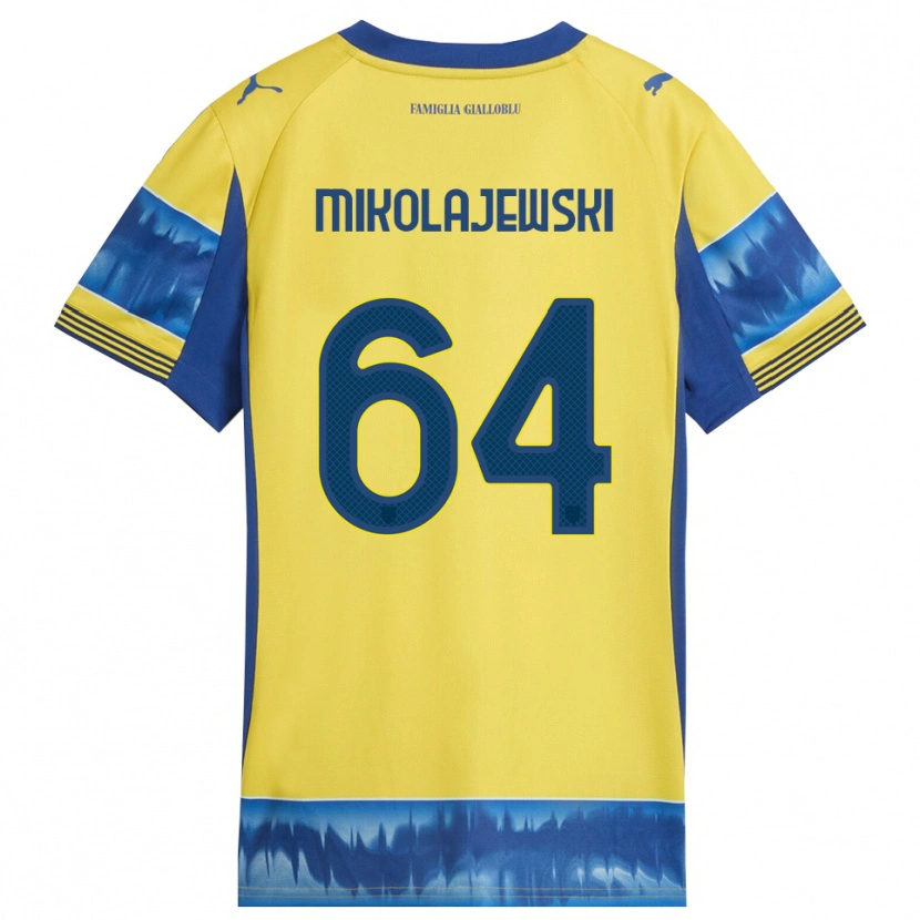Danxen Enfant Maillot Daniel Mikolajewski #64 Jaune Bleu Tenues Extérieur 2025/26 T-Shirt