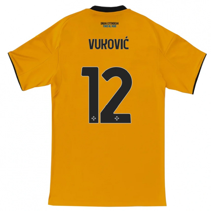Danxen Enfant Maillot Ante Vukovic #12 Orange Bleu Tenues Extérieur 2025/26 T-Shirt