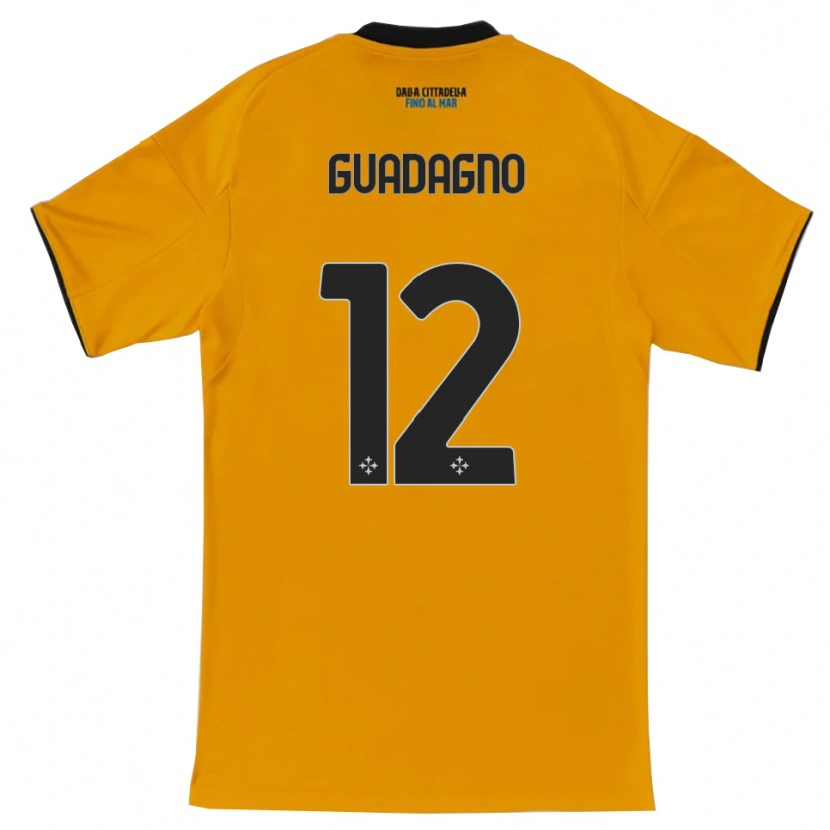 Danxen Enfant Maillot Johan Guadagno #12 Orange Bleu Tenues Extérieur 2025/26 T-Shirt