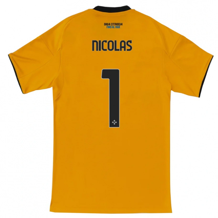 Danxen Enfant Maillot Nícolas #1 Orange Bleu Tenues Extérieur 2025/26 T-Shirt
