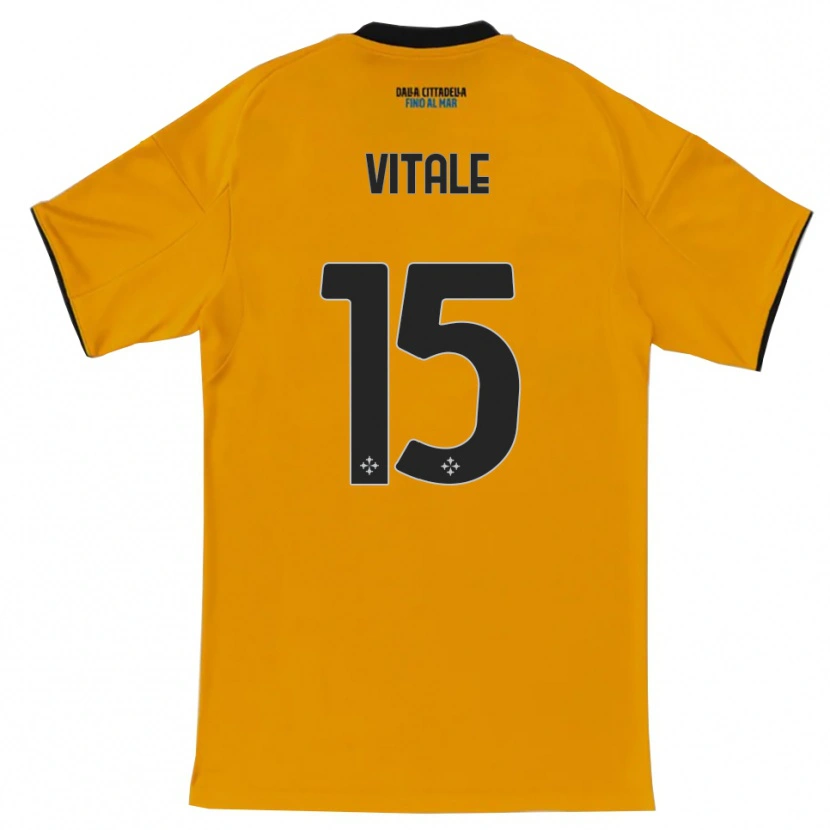 Danxen Enfant Maillot Riccardo Vitale #15 Orange Bleu Tenues Extérieur 2025/26 T-Shirt