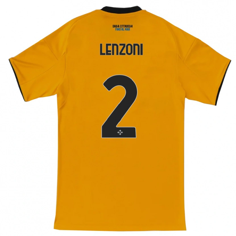 Danxen Enfant Maillot Samuele Lenzoni #2 Orange Bleu Tenues Extérieur 2025/26 T-Shirt