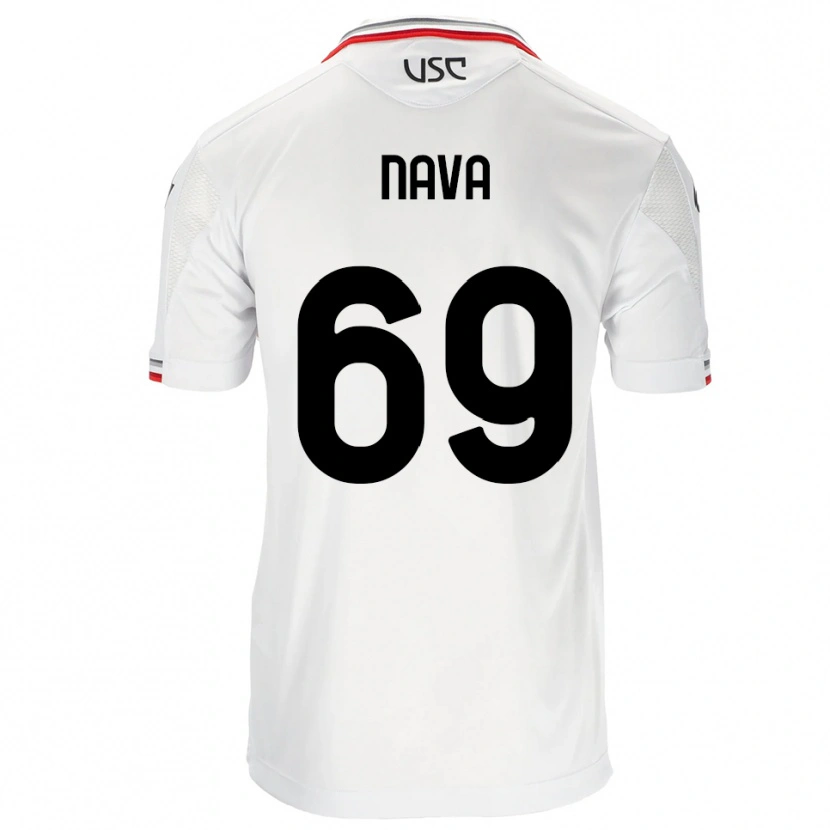 Danxen Enfant Maillot Lapo Nava #69 Blanc Rouge Tenues Extérieur 2025/26 T-Shirt