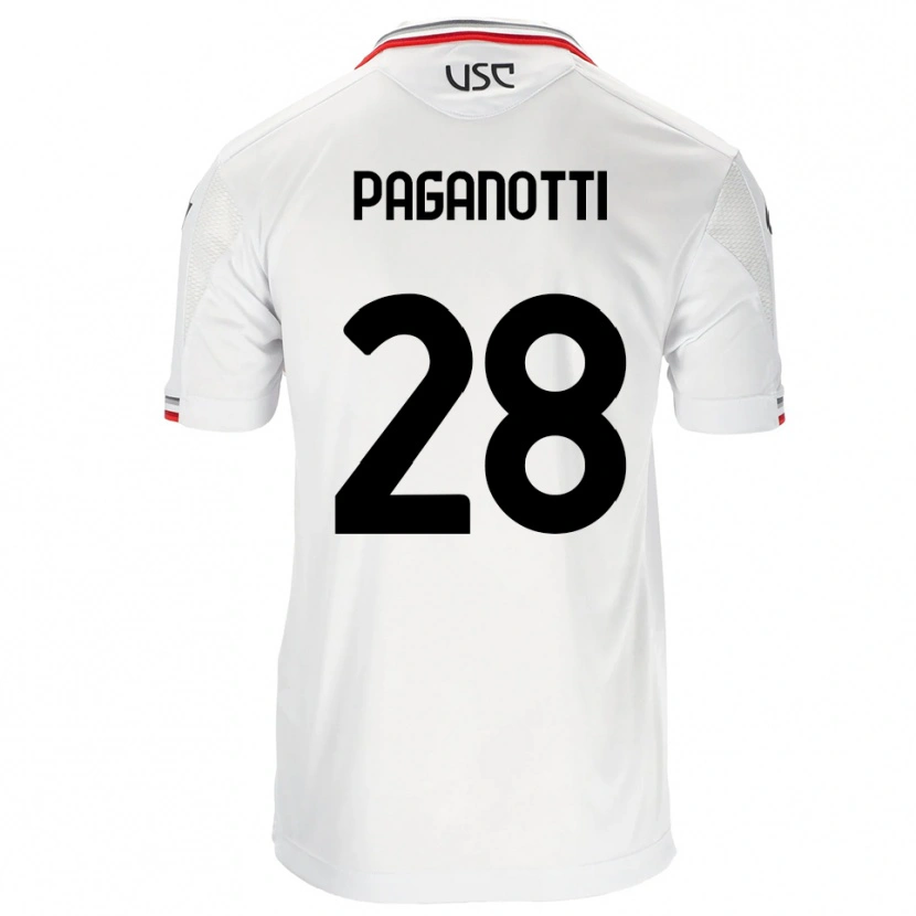 Danxen Enfant Maillot Michele Paganotti #28 Blanc Rouge Tenues Extérieur 2025/26 T-Shirt