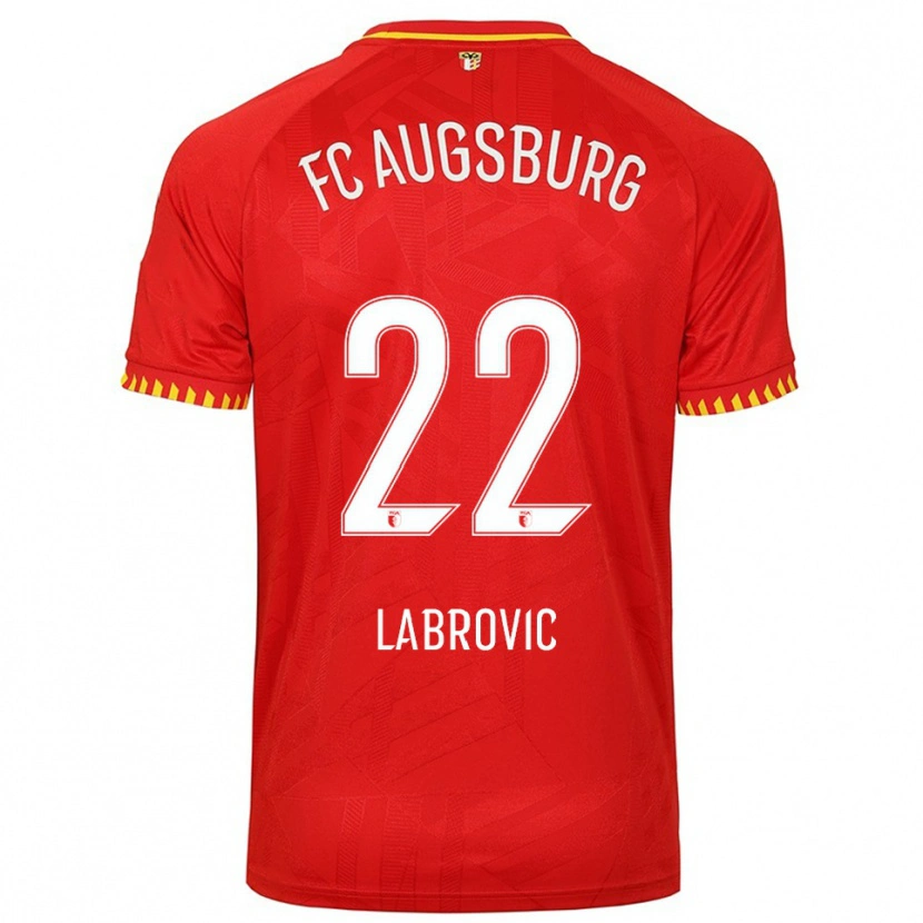 Danxen Enfant Maillot Nediljko Labrovic #22 Rouge Jaune Tenues Extérieur 2025/26 T-Shirt