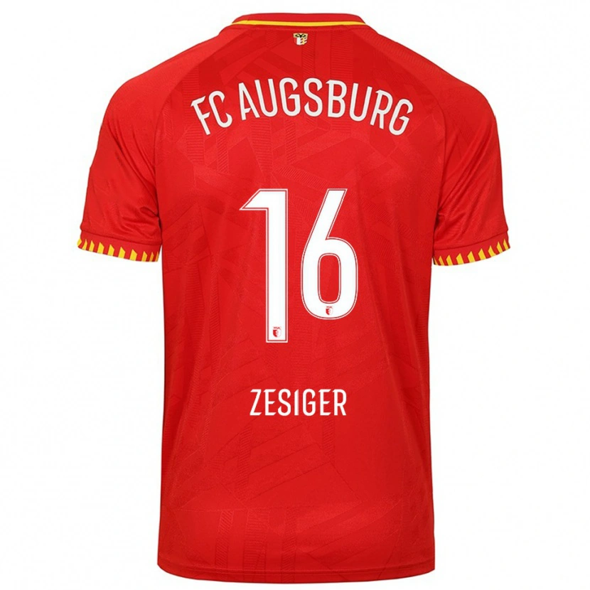Danxen Enfant Maillot Cédric Zesiger #16 Rouge Jaune Tenues Extérieur 2025/26 T-Shirt