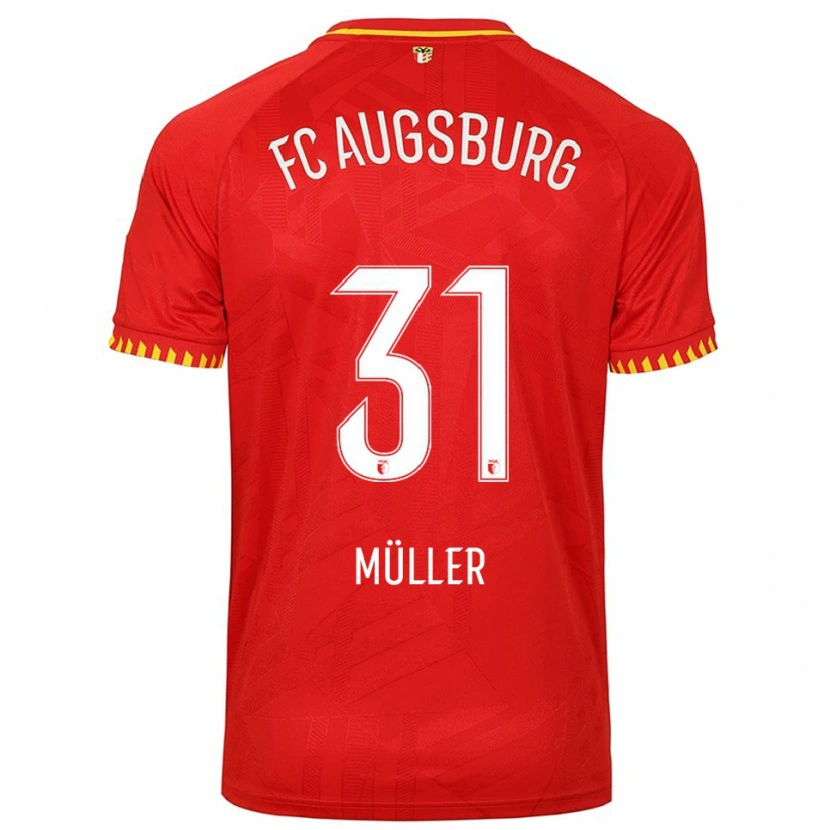 Danxen Enfant Maillot Noah Müller #31 Rouge Jaune Tenues Extérieur 2025/26 T-Shirt