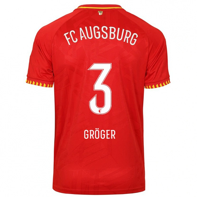 Danxen Enfant Maillot Elias Gröger #3 Rouge Jaune Tenues Extérieur 2025/26 T-Shirt