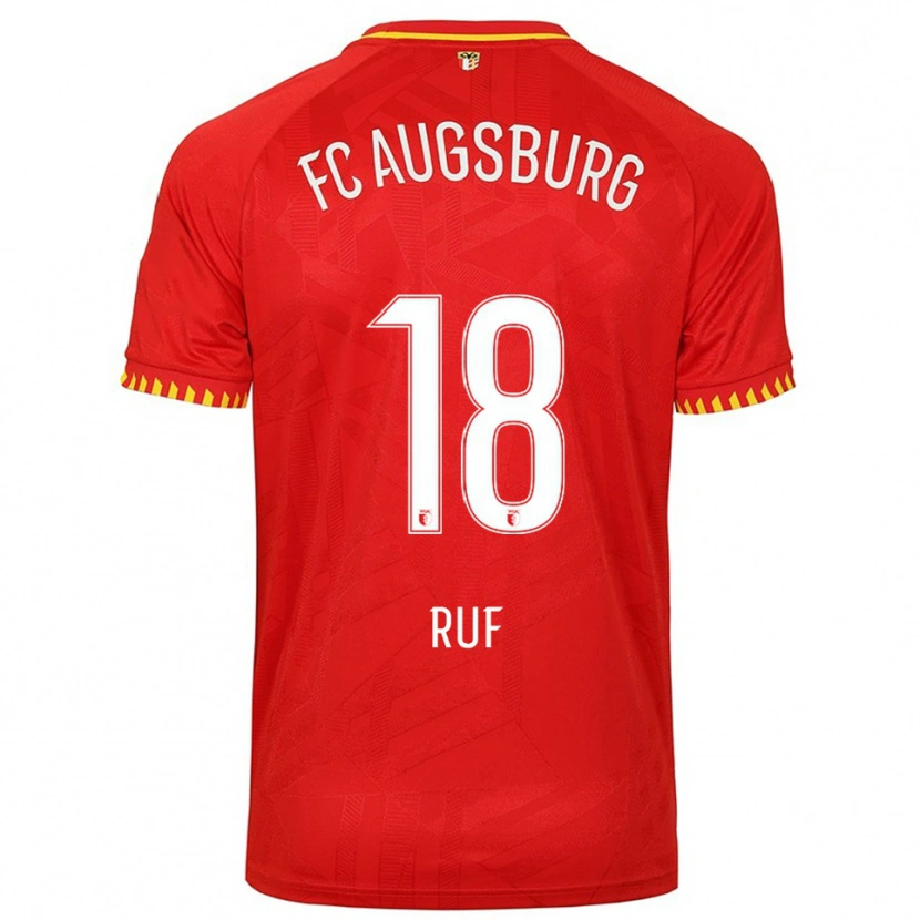 Danxen Enfant Maillot Jonas Ruf #18 Rouge Jaune Tenues Extérieur 2025/26 T-Shirt