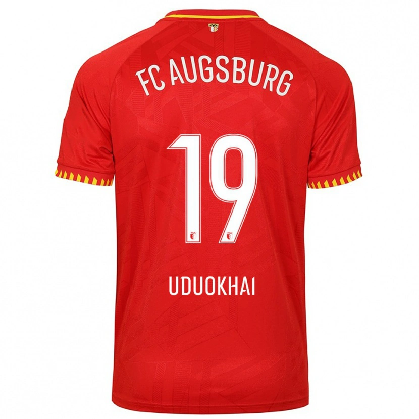 Danxen Enfant Maillot Felix Uduokhai #19 Rouge Jaune Tenues Extérieur 2025/26 T-Shirt