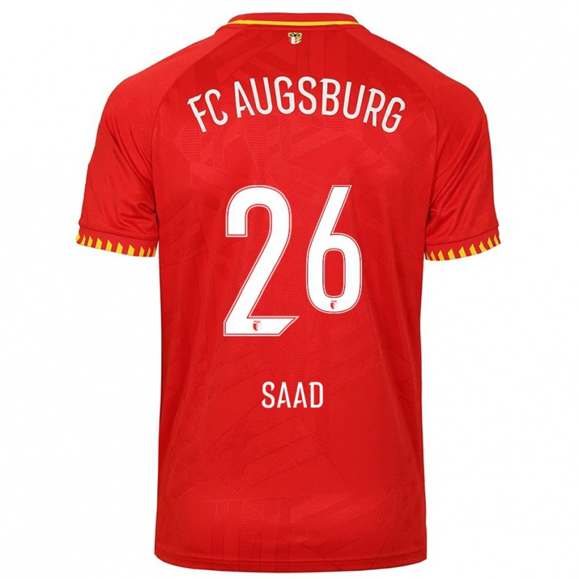 Danxen Enfant Maillot Elias Saad #26 Rouge Jaune Tenues Extérieur 2025/26 T-Shirt