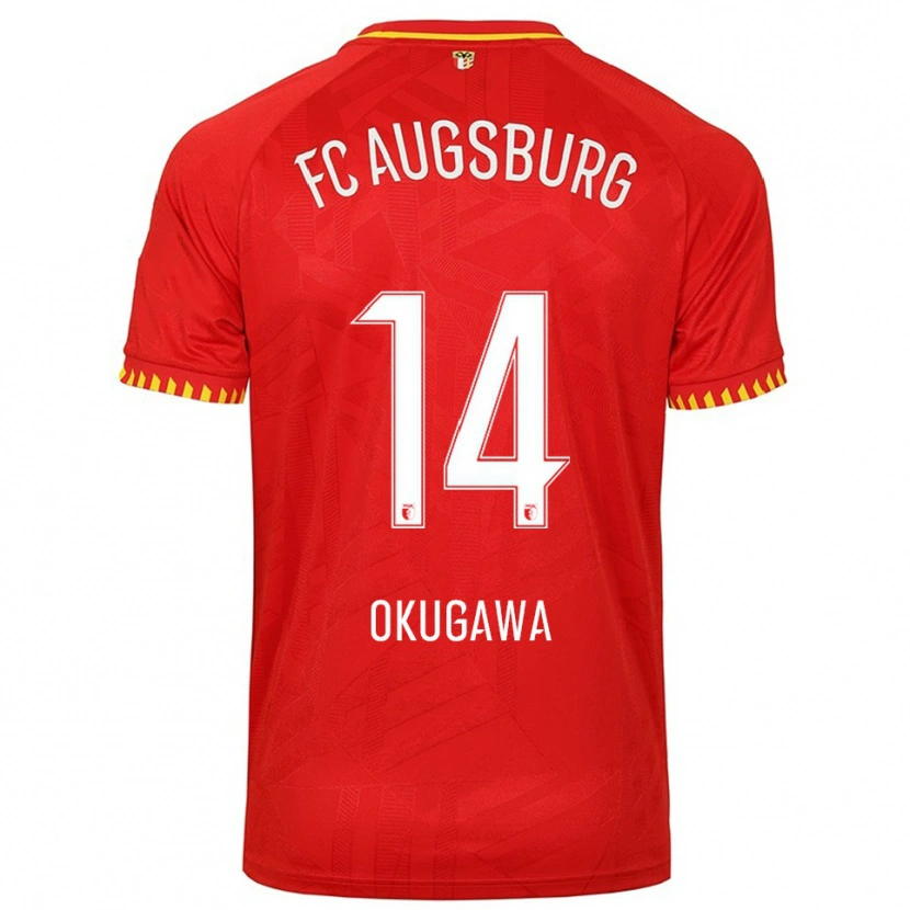 Danxen Enfant Maillot Masaya Okugawa #14 Rouge Jaune Tenues Extérieur 2025/26 T-Shirt