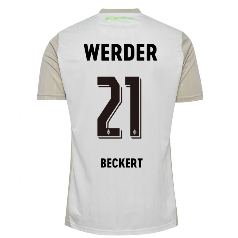 Danxen Enfant Maillot Jonathan Beckert #21 Blanc Noir Tenues Extérieur 2025/26 T-Shirt