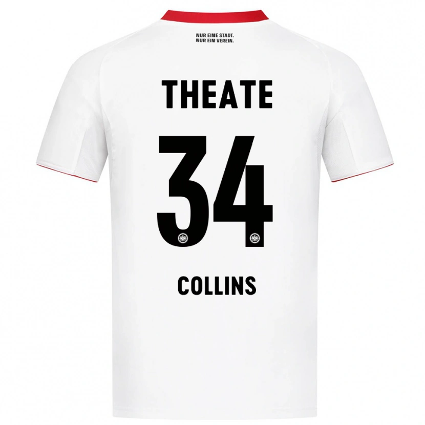 Danxen Enfant Maillot Nnamdi Collins #34 Blanc Rouge Tenues Extérieur 2025/26 T-Shirt