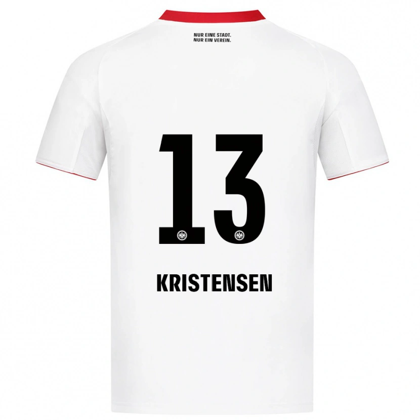 Danxen Enfant Maillot Rasmus Kristensen #13 Blanc Rouge Tenues Extérieur 2025/26 T-Shirt