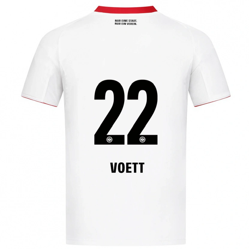 Danxen Enfant Maillot Johannes Vött #22 Blanc Rouge Tenues Extérieur 2025/26 T-Shirt
