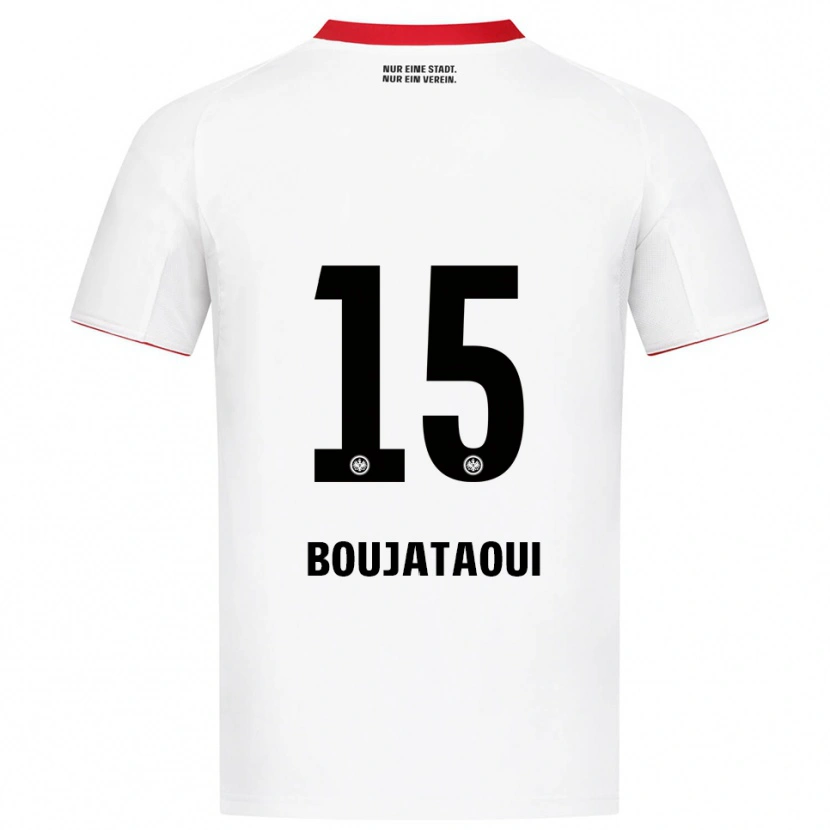 Danxen Enfant Maillot Tarik Boujataoui #15 Blanc Rouge Tenues Extérieur 2025/26 T-Shirt