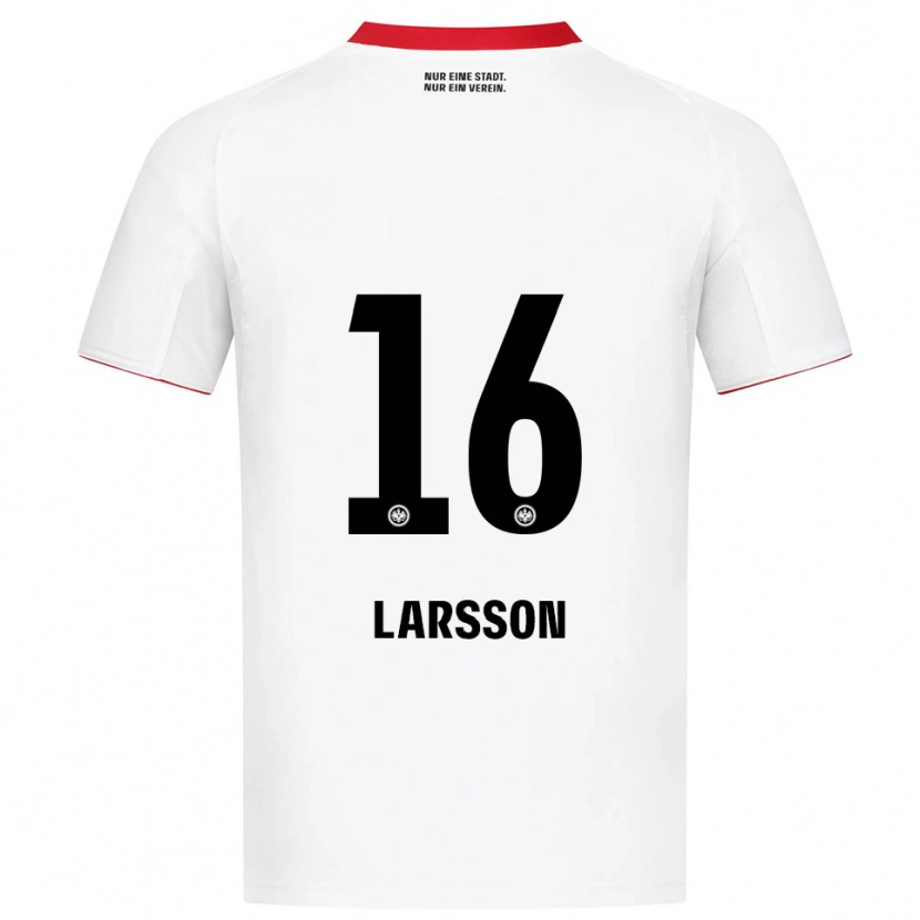 Danxen Enfant Maillot Hugo Larsson #16 Blanc Rouge Tenues Extérieur 2025/26 T-Shirt