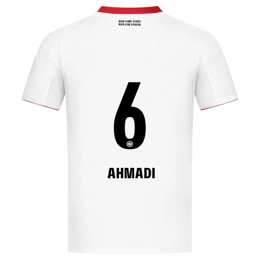 Danxen Enfant Maillot Shayan Ahmadi #6 Blanc Rouge Tenues Extérieur 2025/26 T-Shirt