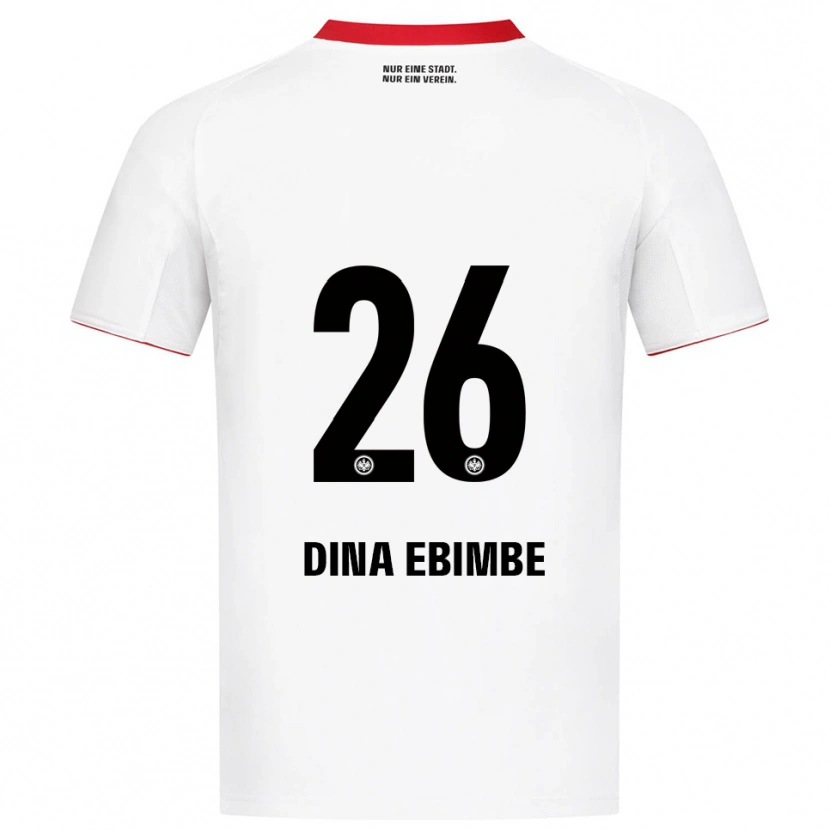 Danxen Enfant Maillot Junior Dina Ebimbe #26 Blanc Rouge Tenues Extérieur 2025/26 T-Shirt