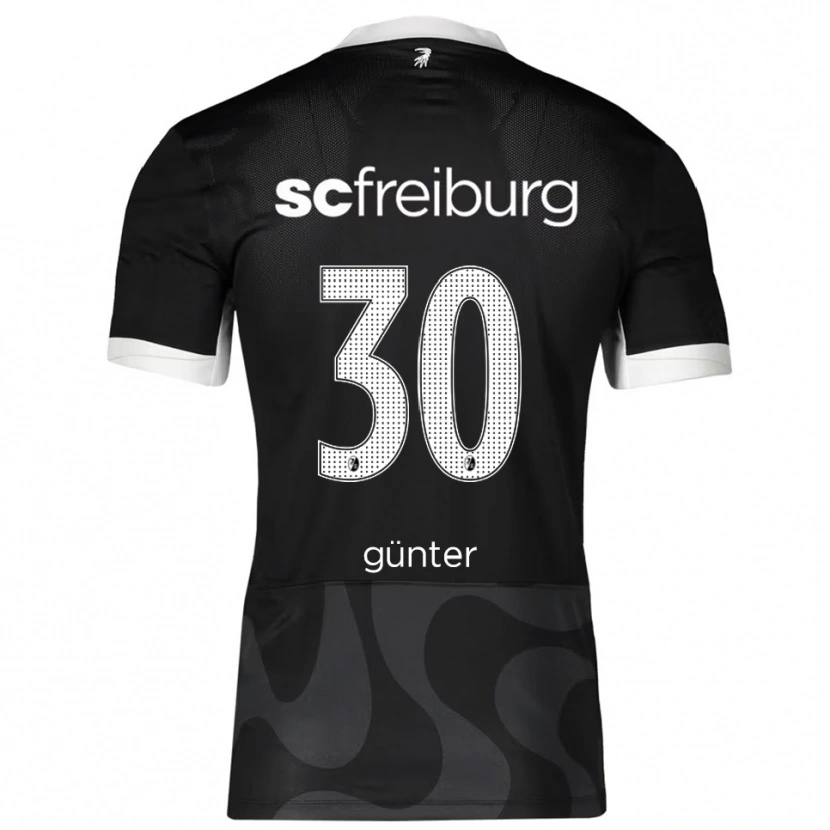 Danxen Enfant Maillot Christian Günter #30 Noir Blanc Tenues Extérieur 2025/26 T-Shirt