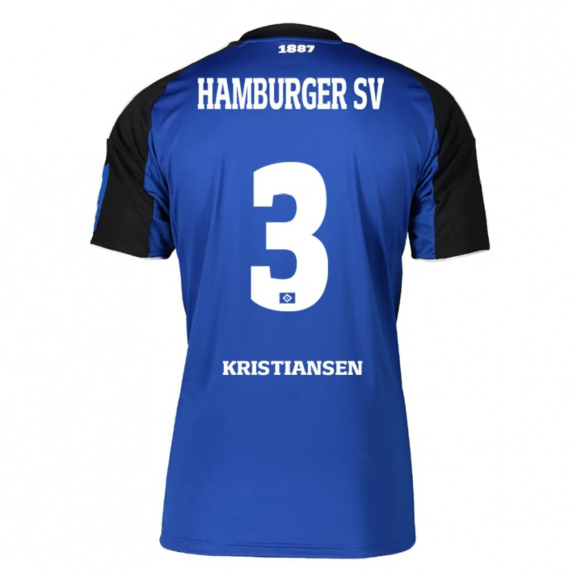 Danxen Enfant Maillot Simon Kristiansen #3 Bleu Noir Tenues Extérieur 2025/26 T-Shirt