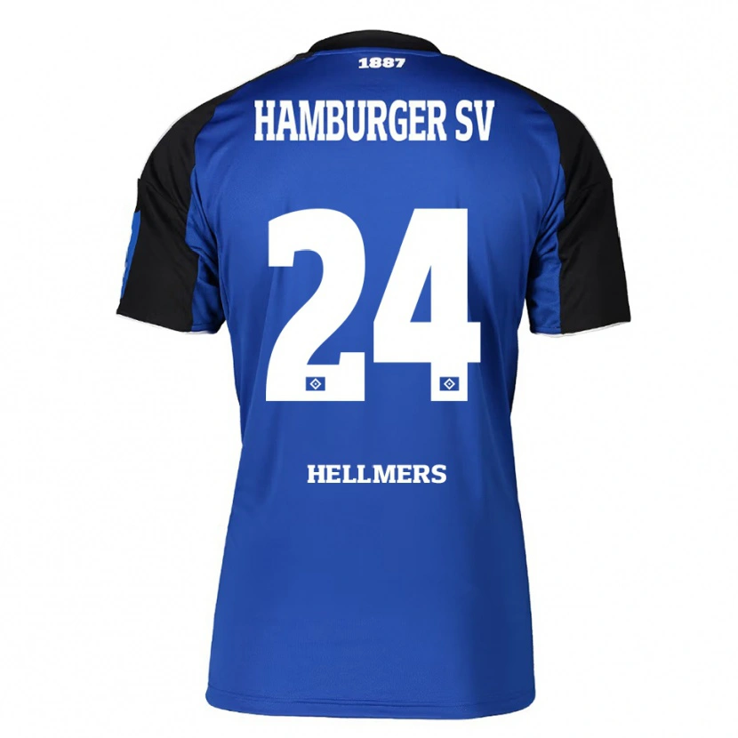 Danxen Enfant Maillot Maximilian Hellmers #24 Bleu Noir Tenues Extérieur 2025/26 T-Shirt