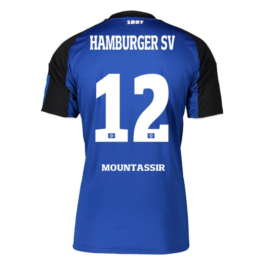 Danxen Enfant Maillot Youssef Mountassir #12 Bleu Noir Tenues Extérieur 2025/26 T-Shirt