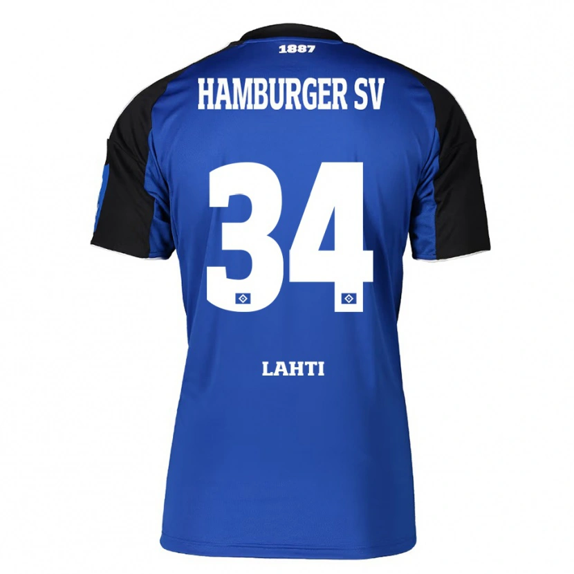 Danxen Enfant Maillot Elias Lahti #34 Bleu Noir Tenues Extérieur 2025/26 T-Shirt