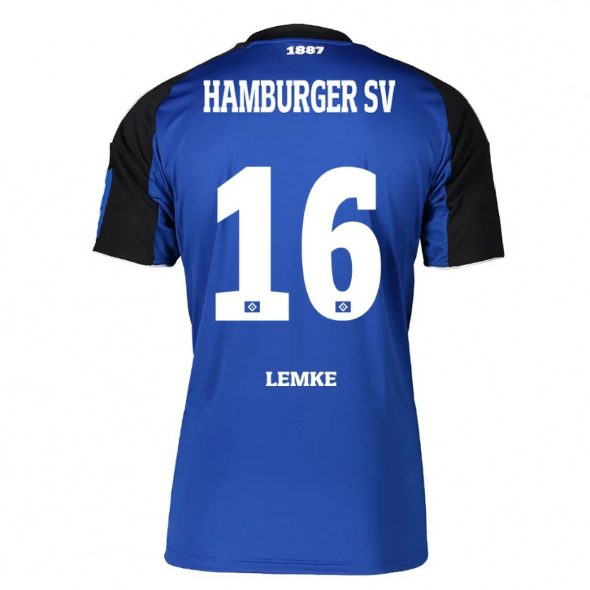 Danxen Enfant Maillot Louis Lemke #16 Bleu Noir Tenues Extérieur 2025/26 T-Shirt
