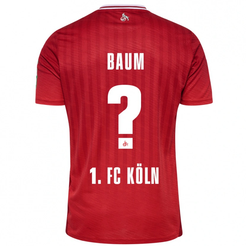Danxen Enfant Maillot Julius Baum #0 Rouge Blanc Tenues Extérieur 2025/26 T-Shirt