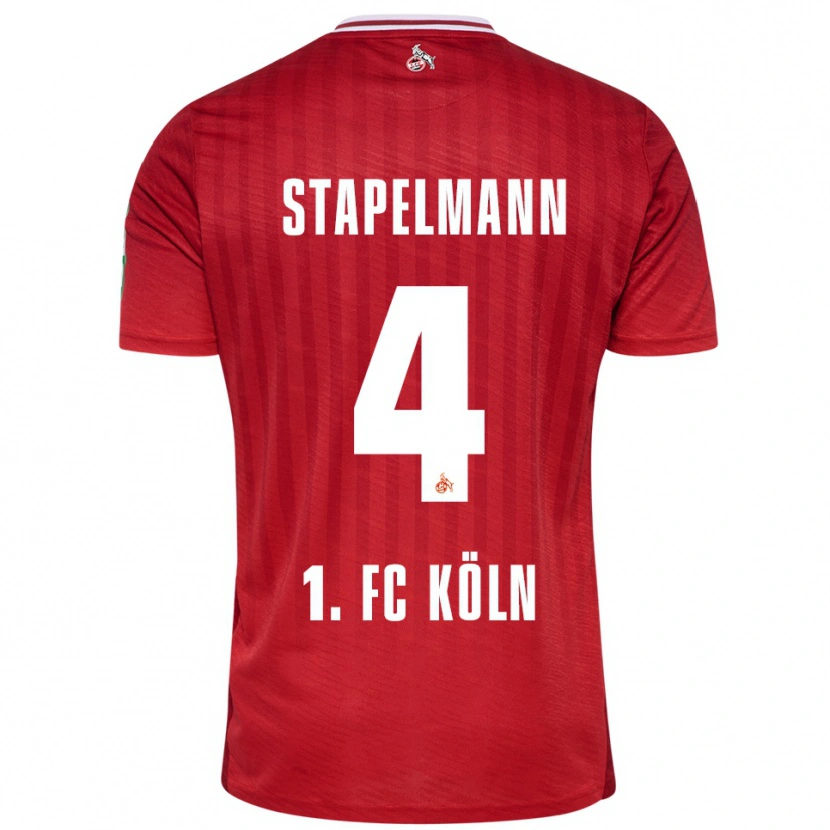 Danxen Enfant Maillot Luis Stapelmann #4 Rouge Blanc Tenues Extérieur 2025/26 T-Shirt