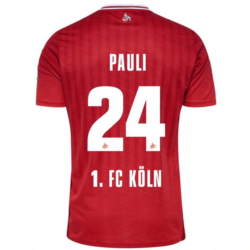 Danxen Enfant Maillot Julian Pauli #24 Rouge Blanc Tenues Extérieur 2025/26 T-Shirt