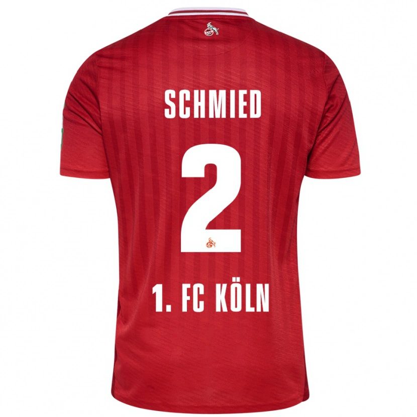Danxen Enfant Maillot Joël Schmied #2 Rouge Blanc Tenues Extérieur 2025/26 T-Shirt