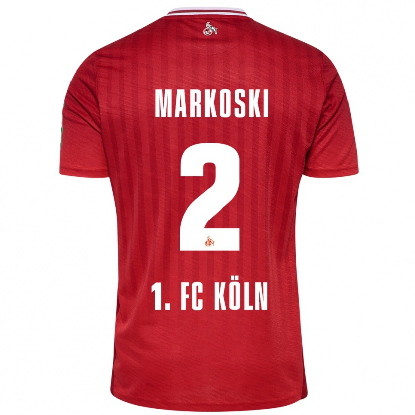 Danxen Enfant Maillot Kristian Markoski #2 Rouge Blanc Tenues Extérieur 2025/26 T-Shirt