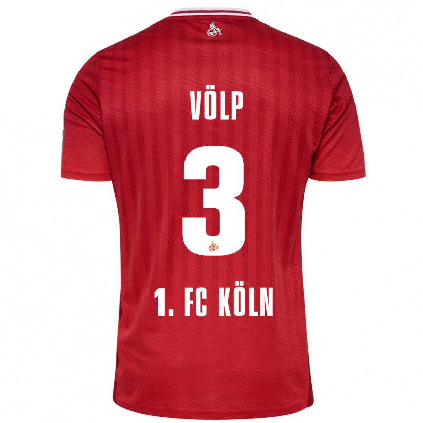 Danxen Enfant Maillot Lennard Völp #3 Rouge Blanc Tenues Extérieur 2025/26 T-Shirt
