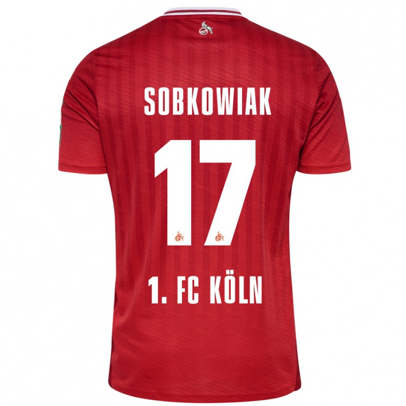 Danxen Enfant Maillot Jannis Sobkowiak #17 Rouge Blanc Tenues Extérieur 2025/26 T-Shirt