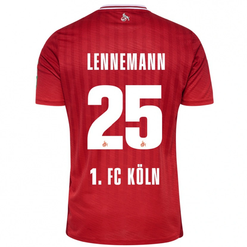 Danxen Enfant Maillot Bernie Lennemann #25 Rouge Blanc Tenues Extérieur 2025/26 T-Shirt