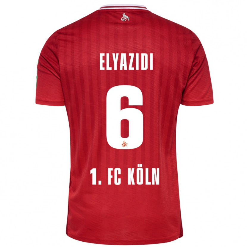Danxen Enfant Maillot Ilias Elyazidi #6 Rouge Blanc Tenues Extérieur 2025/26 T-Shirt