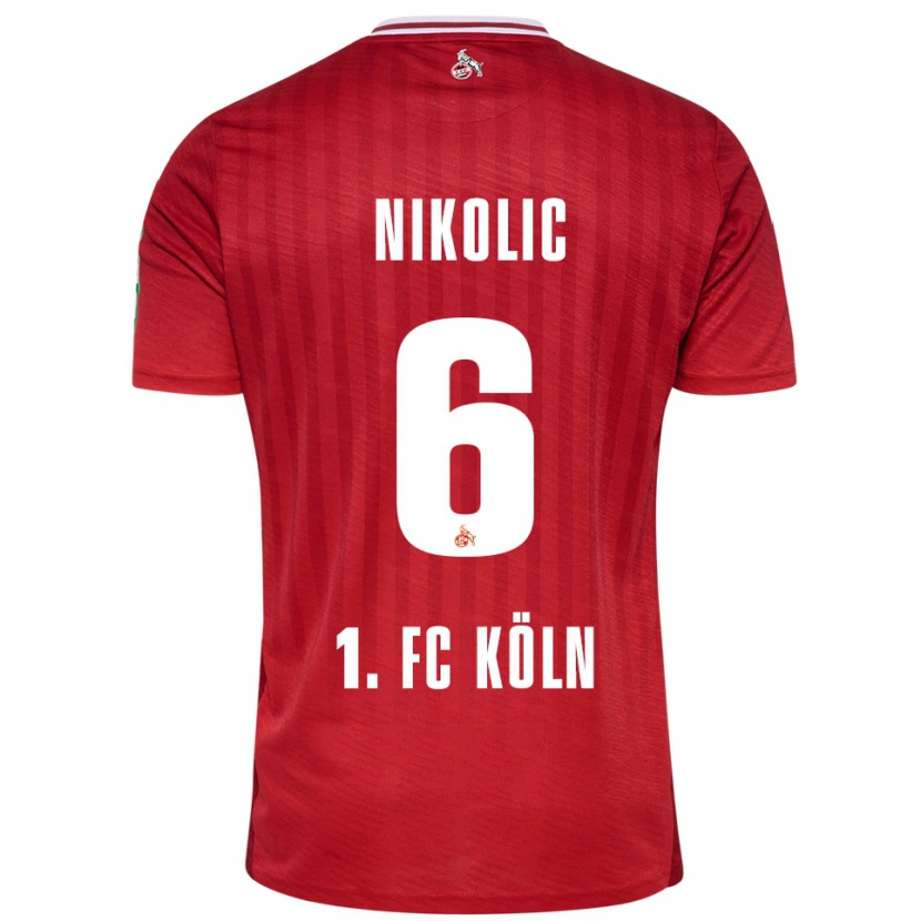 Danxen Enfant Maillot Milan Nikolic #6 Rouge Blanc Tenues Extérieur 2025/26 T-Shirt