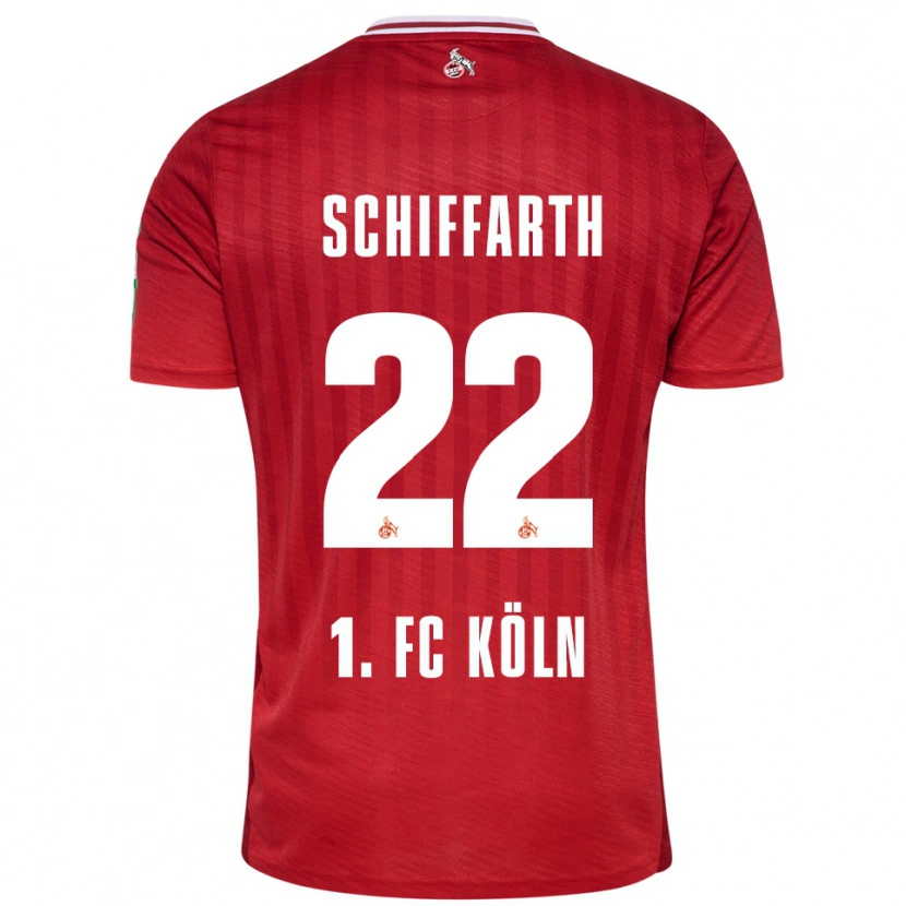 Danxen Enfant Maillot Julia Schiffarth #22 Rouge Blanc Tenues Extérieur 2025/26 T-Shirt